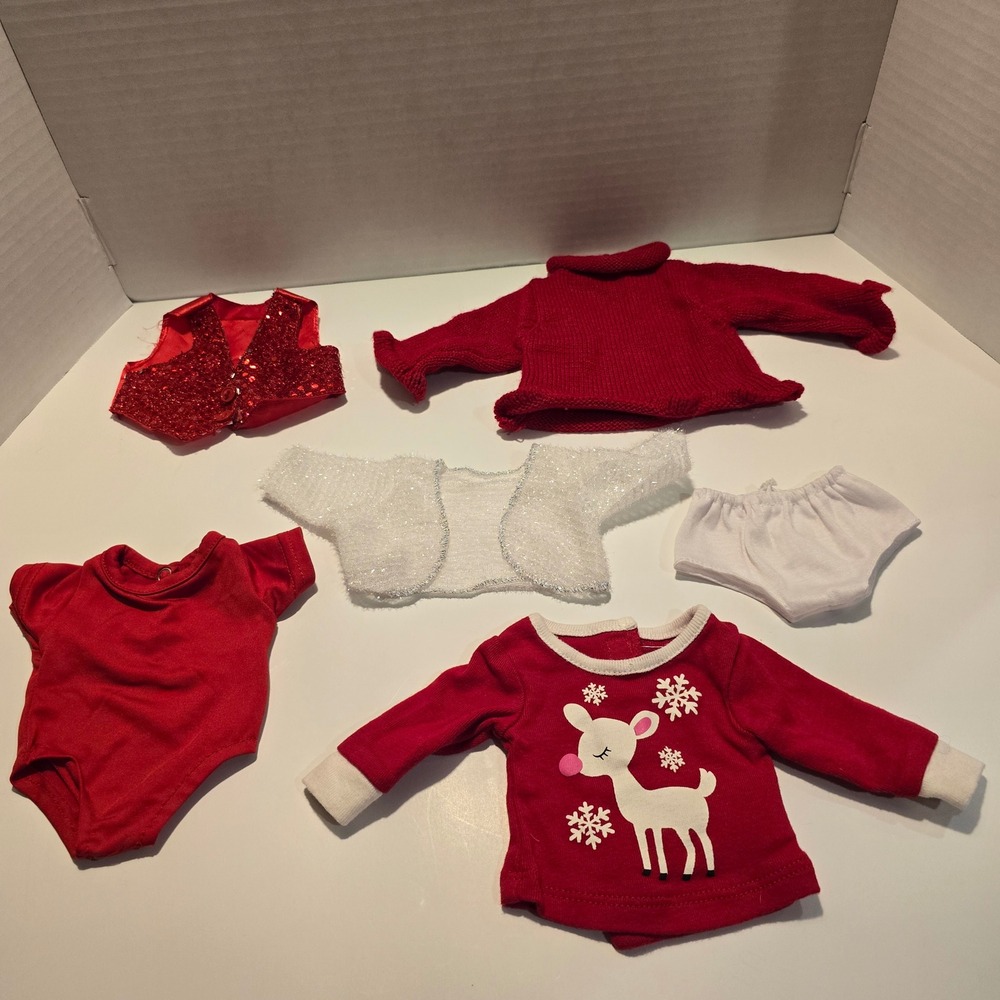 Our Generation 18" Doll Clothes Lot Red White Holiday Vest Sweater Top Handmade